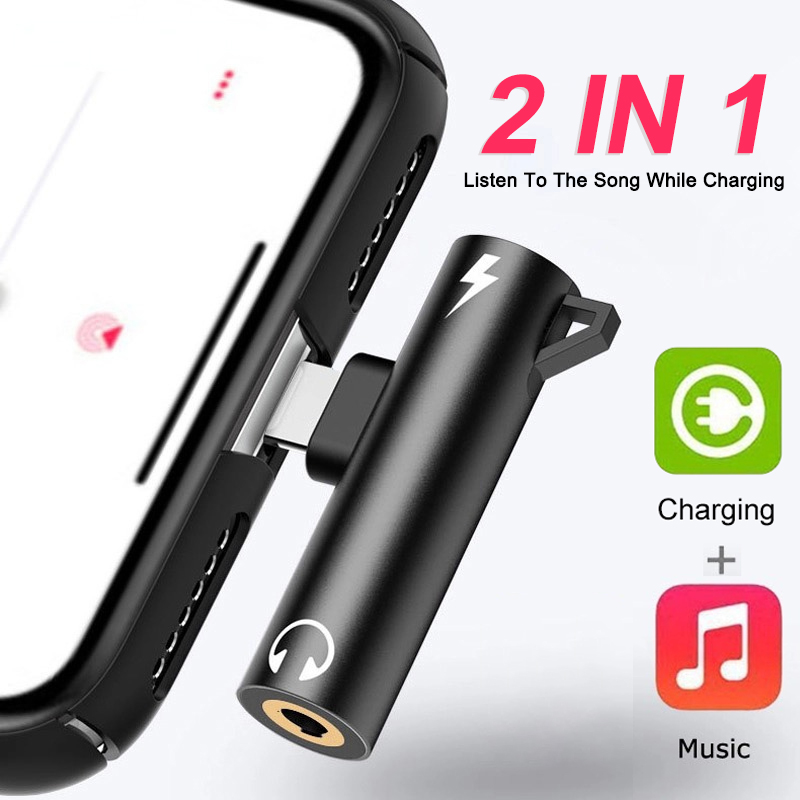 Earphone Splitter Jack - 2 in 1 オーディオ充電ヘッドホンデュアルアダプタースプリッター iPhone XR