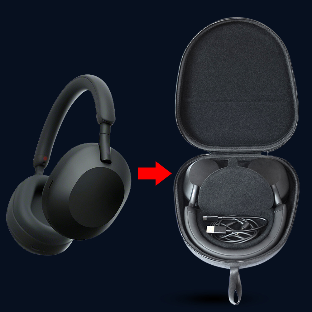 Sony Headphone Wh-1000Xm5 - ハードトラベルケース EVA ハードキャリングケース 耐衝撃性 傷防止保護ハードケース 落下防止