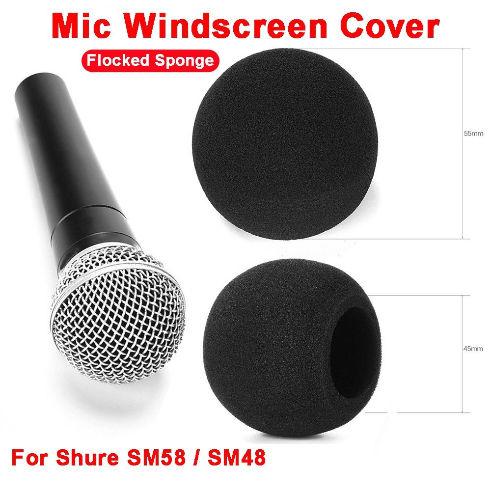 Shure Mic Sm58 - 交換用マイクウィンドスクリーンカバー 植毛スポンジフォーム 防風マイクポップフィルター ポップフィルターカバー Shure SM58