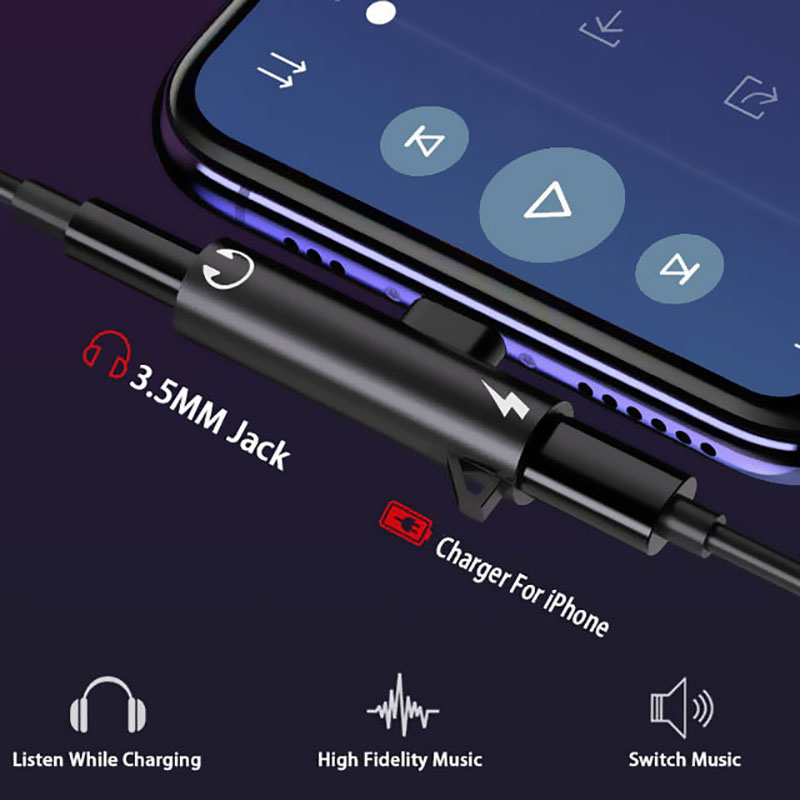 2 in 1 オーディオ充電ヘッドホンデュアルアダプタースプ - Earphone Splitter Jack のレビューと価格