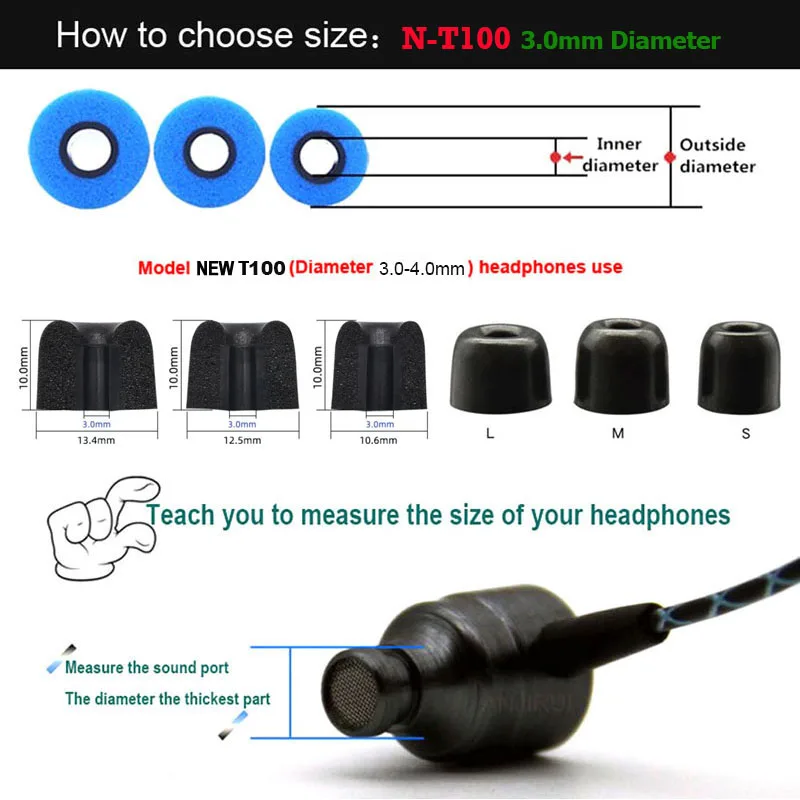 20ペア ANJIRUI T100 メモリーフォームイヤーチ - Earphone Foam Tip のレビューと価格