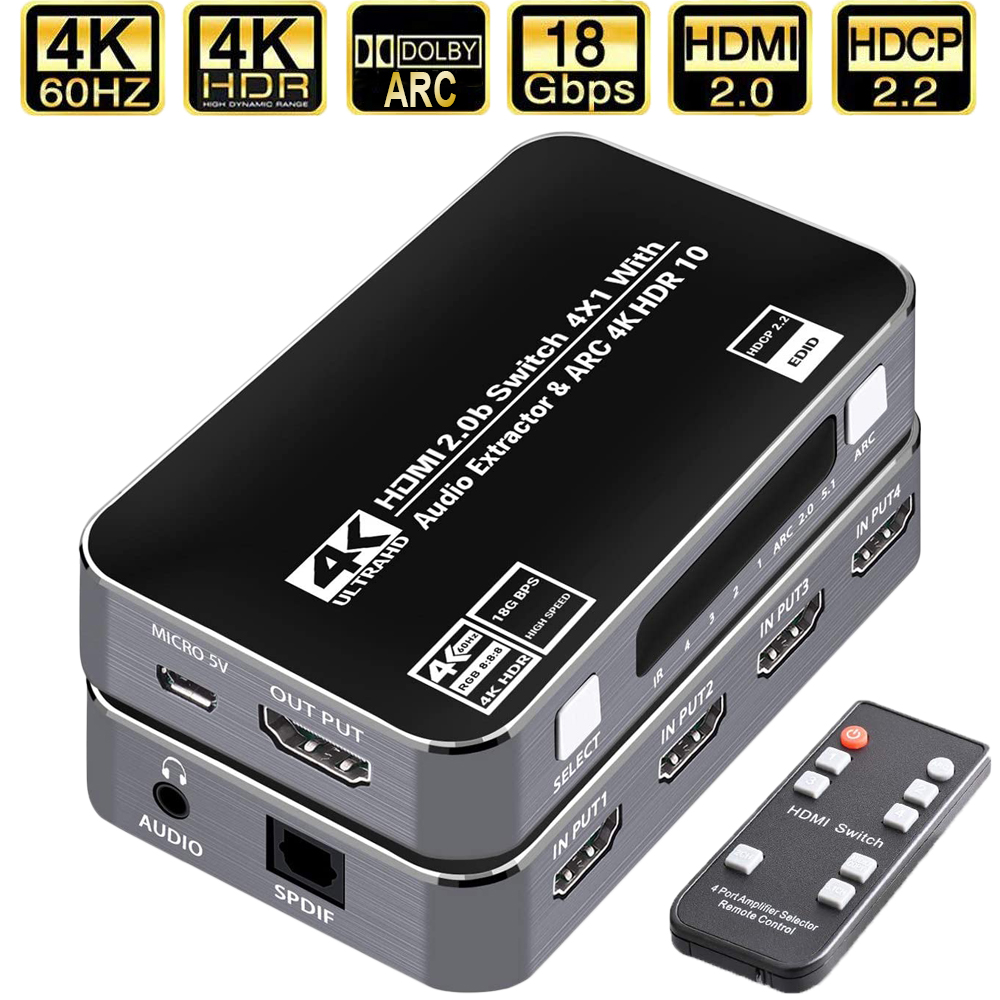60Hz 4K HDMIスイッチ HDR HDMI ARCオ - Earphone Splitter Jack のレビューと価格